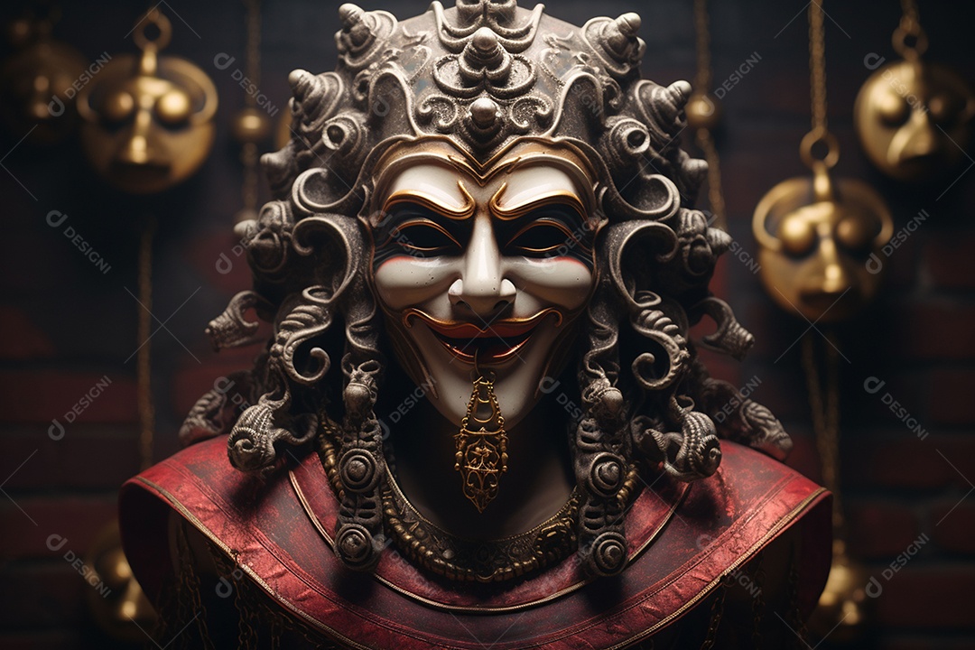 Retrato de moda com máscara no carnaval