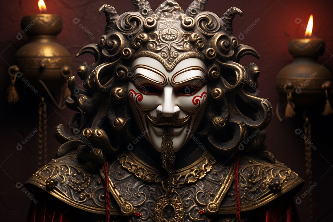 Retrato de moda com máscara no carnaval