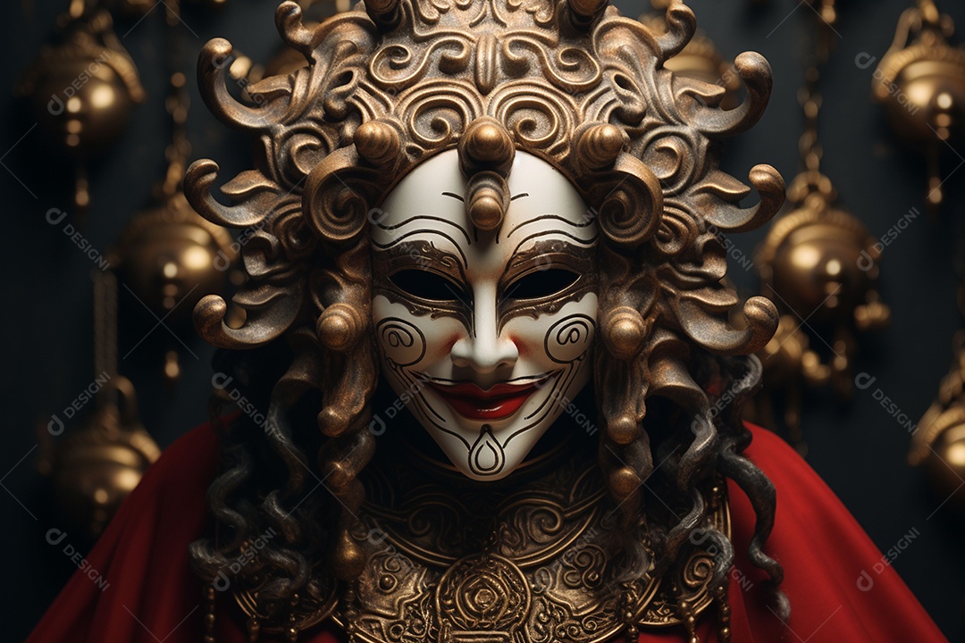 Retrato de moda com máscara no carnaval