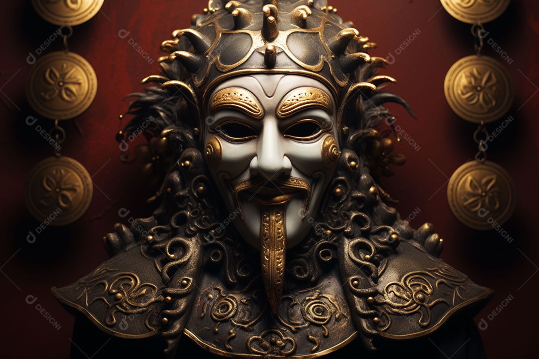 Retrato de moda com máscara no carnaval