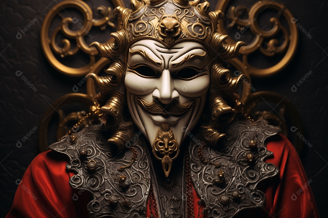 Retrato de moda com máscara no carnaval