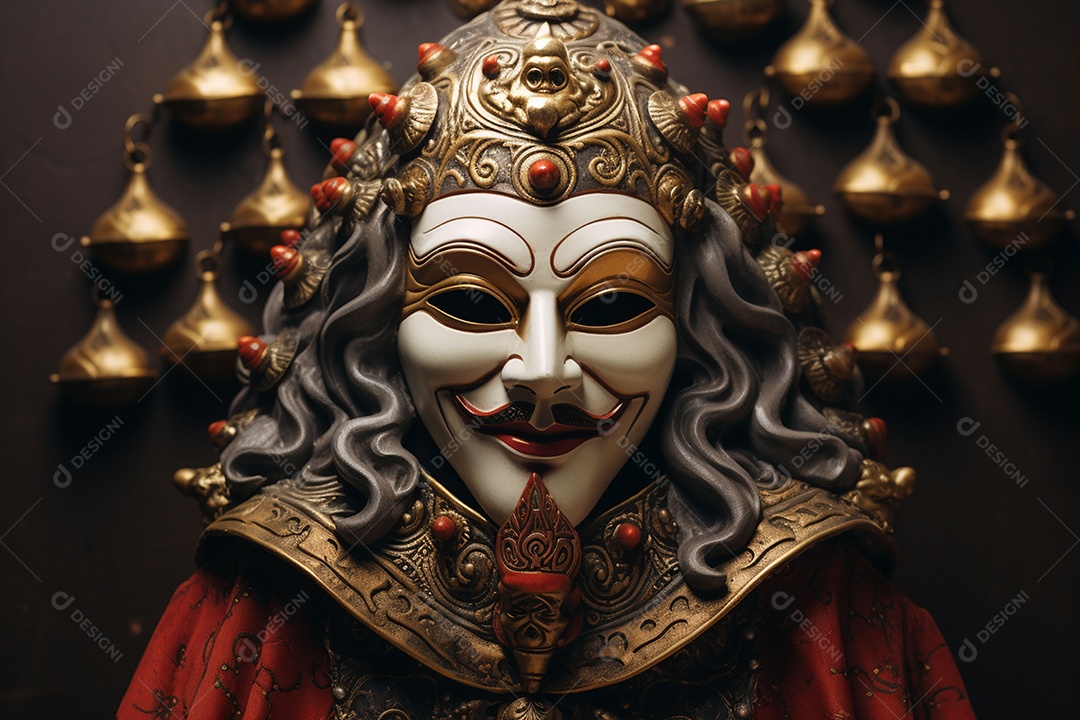 Retrato de moda com máscara no carnaval