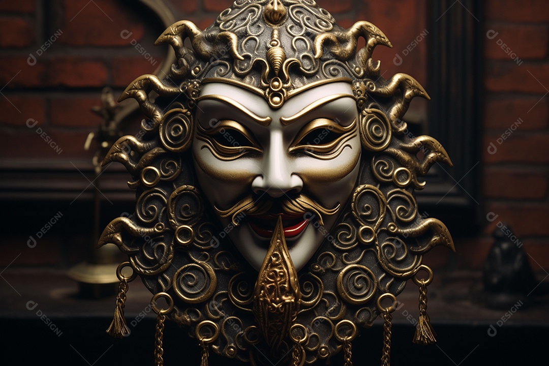 Retrato de moda com máscara no carnaval