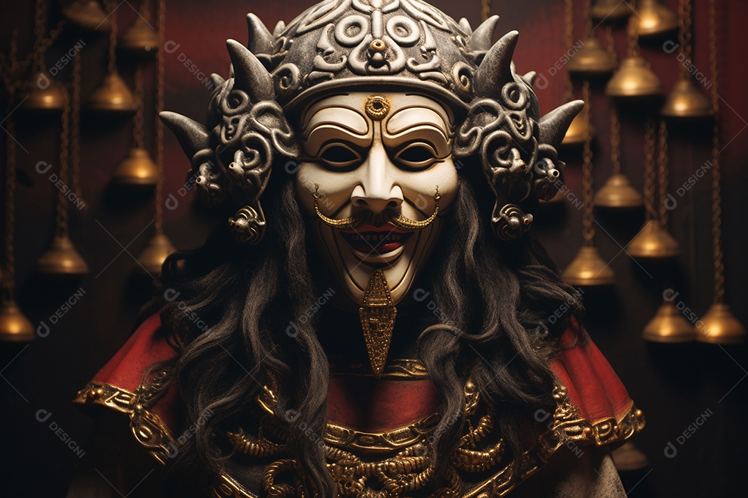 Retrato de moda com máscara no carnaval