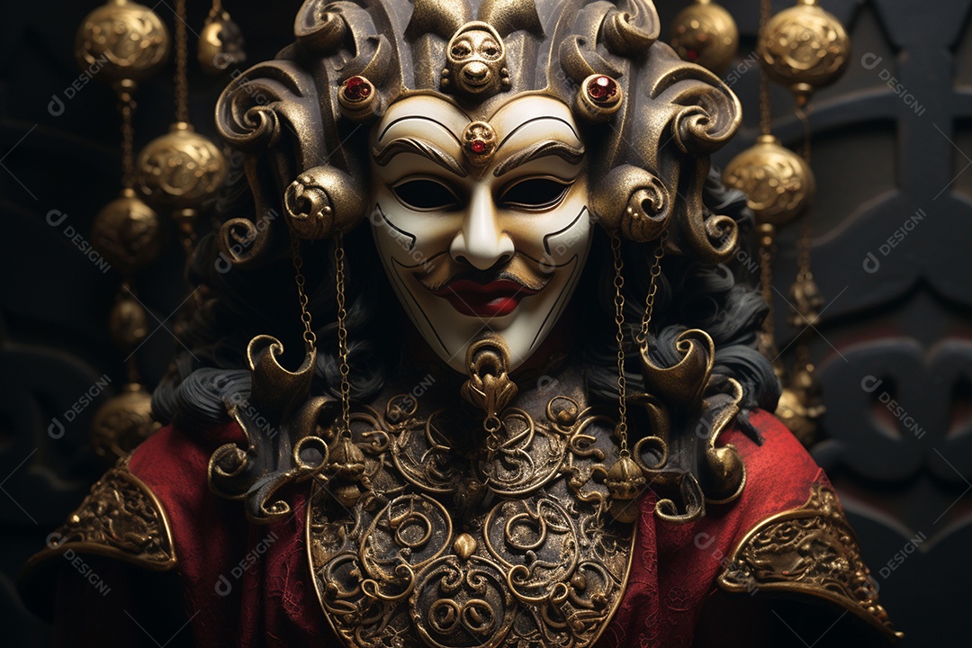 Retrato de moda com máscara no carnaval