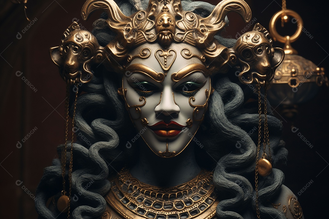 Retrato de moda com máscara no carnaval