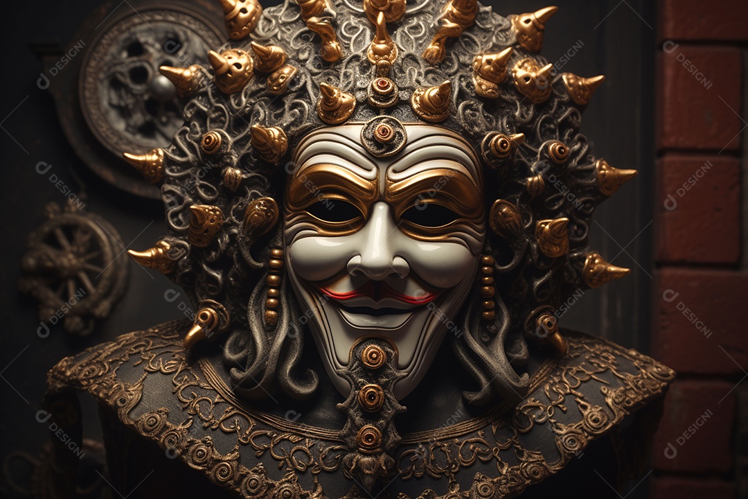 Retrato de moda com máscara no carnaval