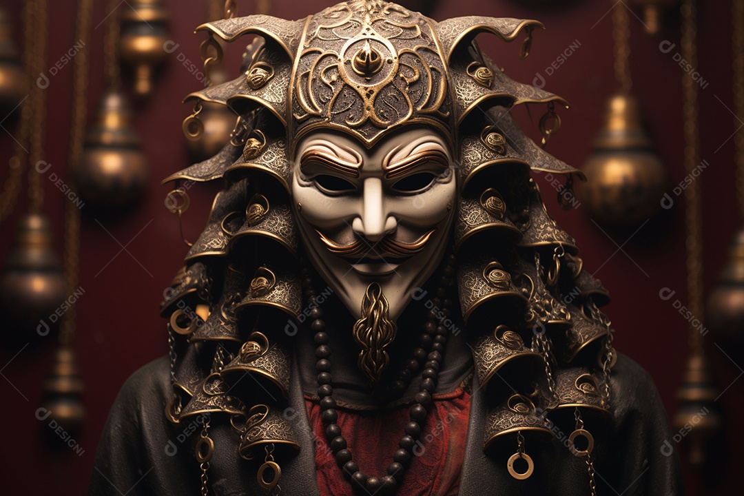 Retrato de moda com máscara no carnaval