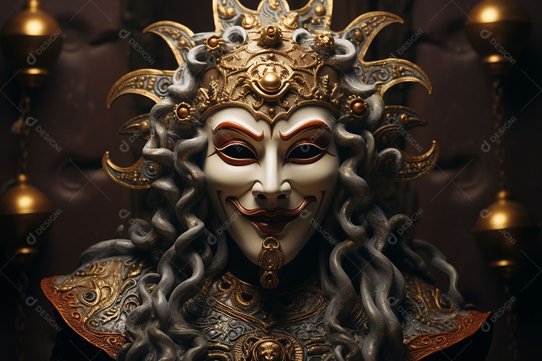 Retrato de moda com máscara no carnaval