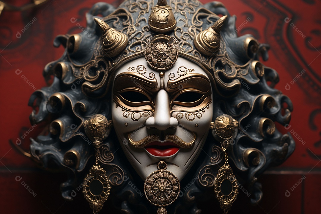 Retrato de moda com máscara no carnaval