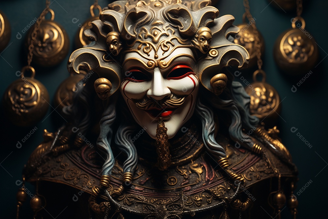 Retrato de moda com máscara no carnaval