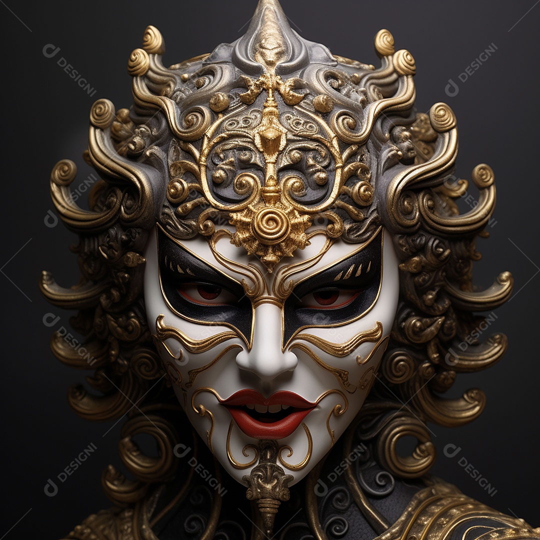 Retrato de moda com máscara no carnaval