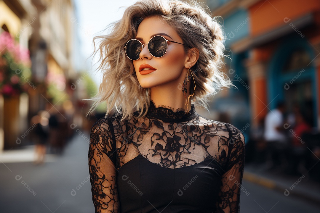 Garota hipster linda e estilosa com uma tatuagem