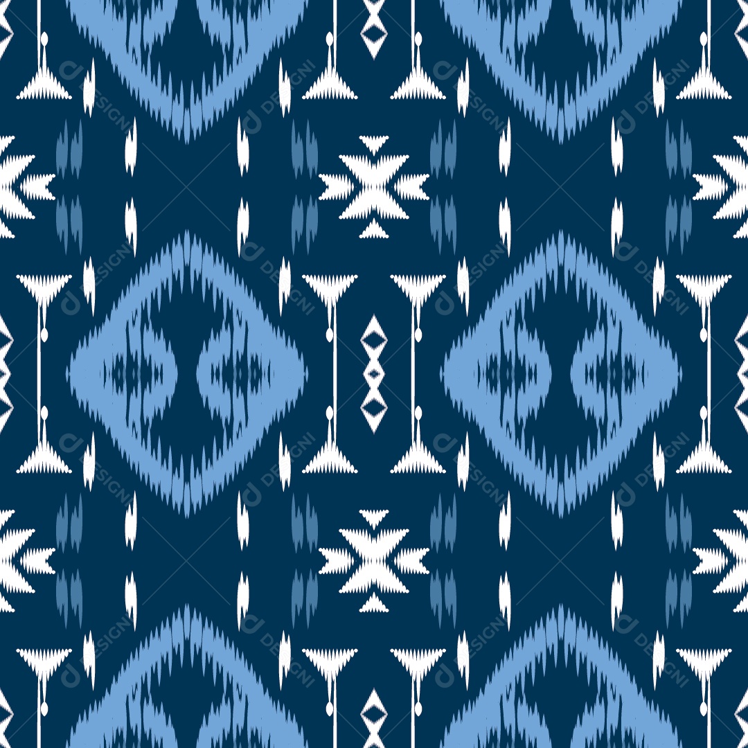 Ilustração de Padrão Tribal Azul e Branco Vetor EPS