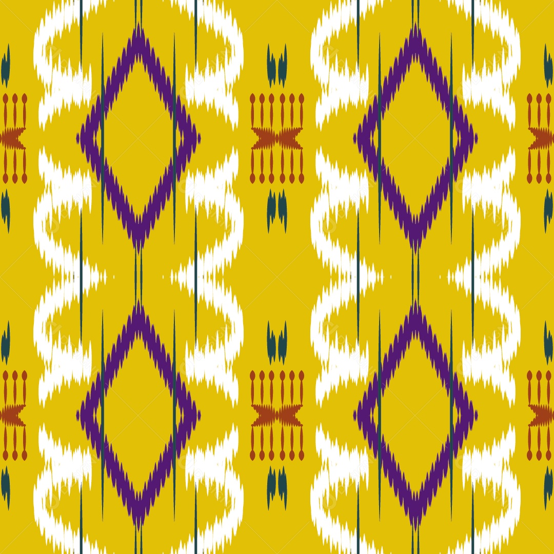 Ilustração de Padrão Tribal Amarelo Roxo e Branco Vetor EPS