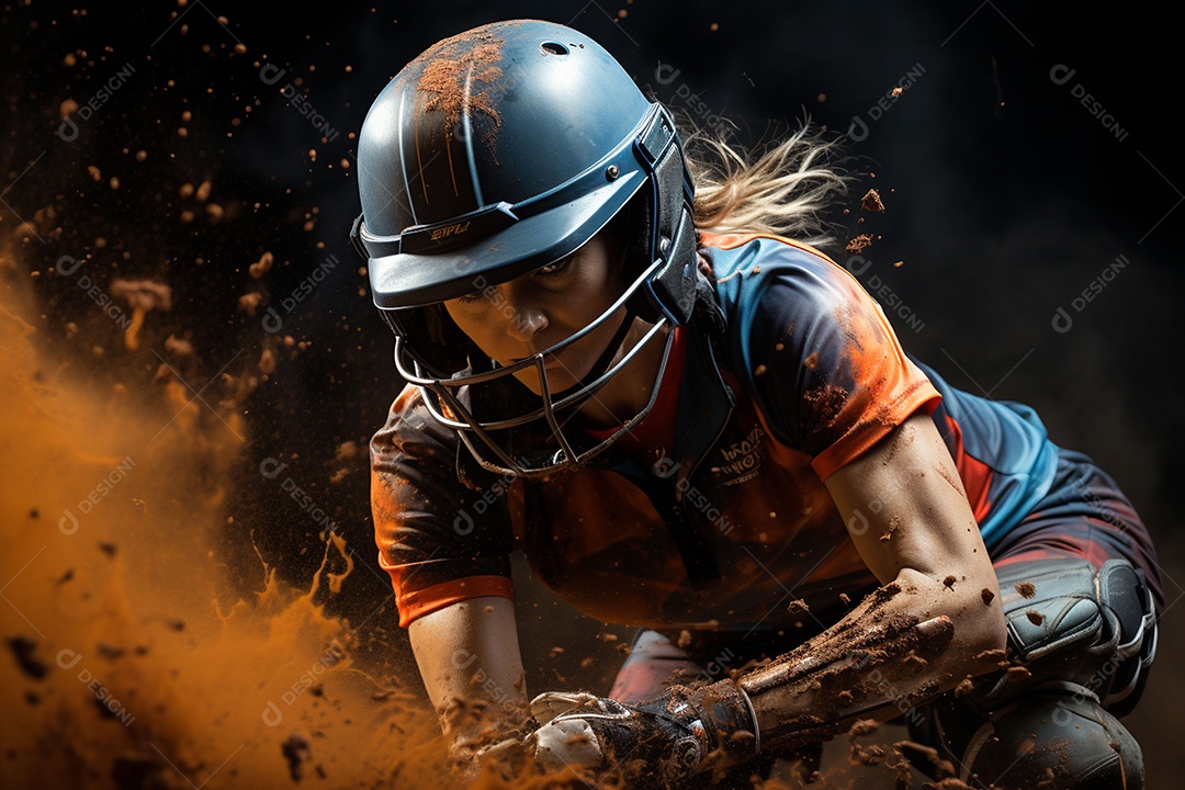 Jogadora de críquete usando equipamento de proteção