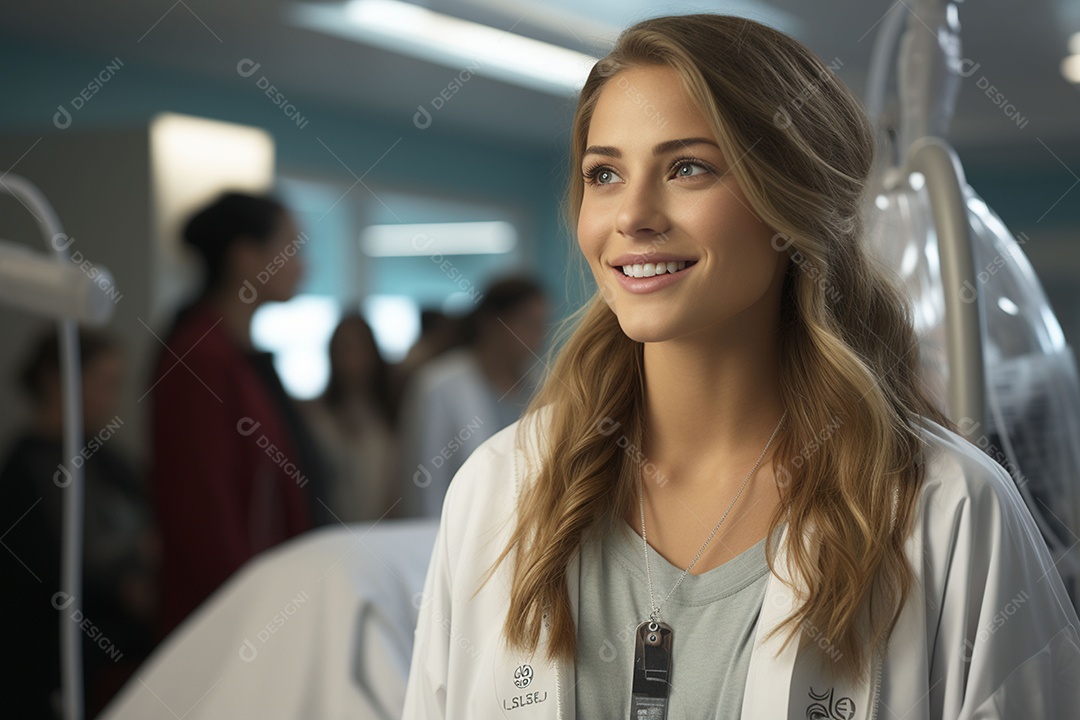 Médica conversando com um paciente próximo ao scanner