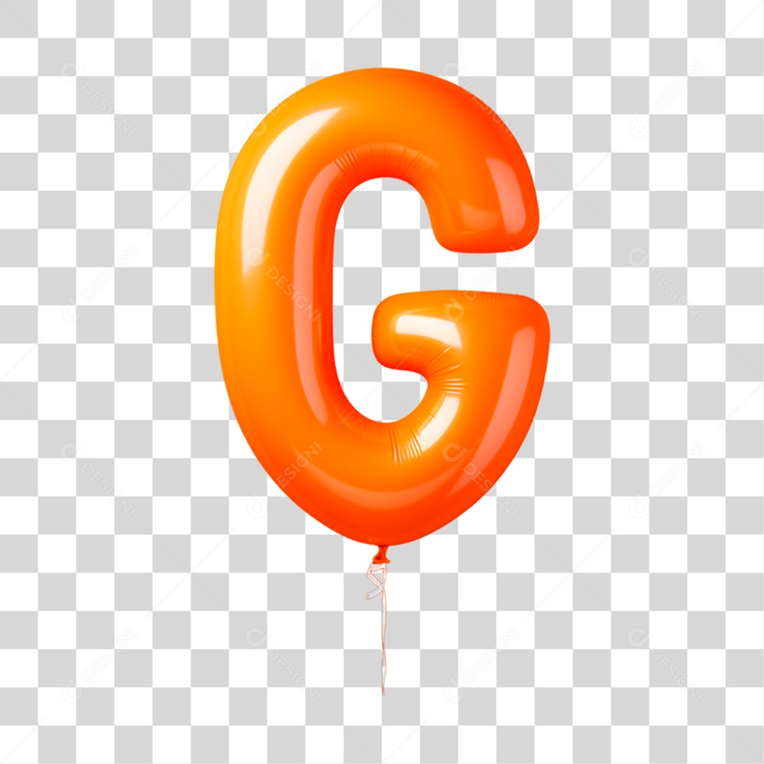 Letra G Maiúscula Laranja em Forma de Balão Elemento 3D PNG Transparente Sem Fundo