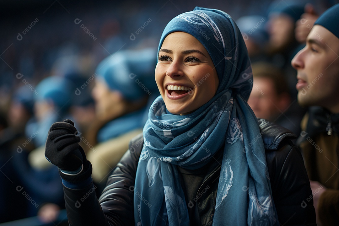 Jogadora de futebol muçulmana de hijab demonstra entusiasmo