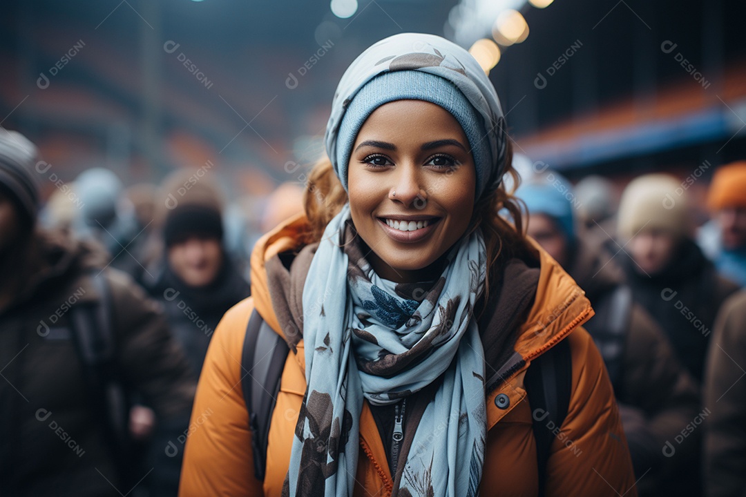 Jogadora de futebol muçulmana de hijab demonstra entusiasmo