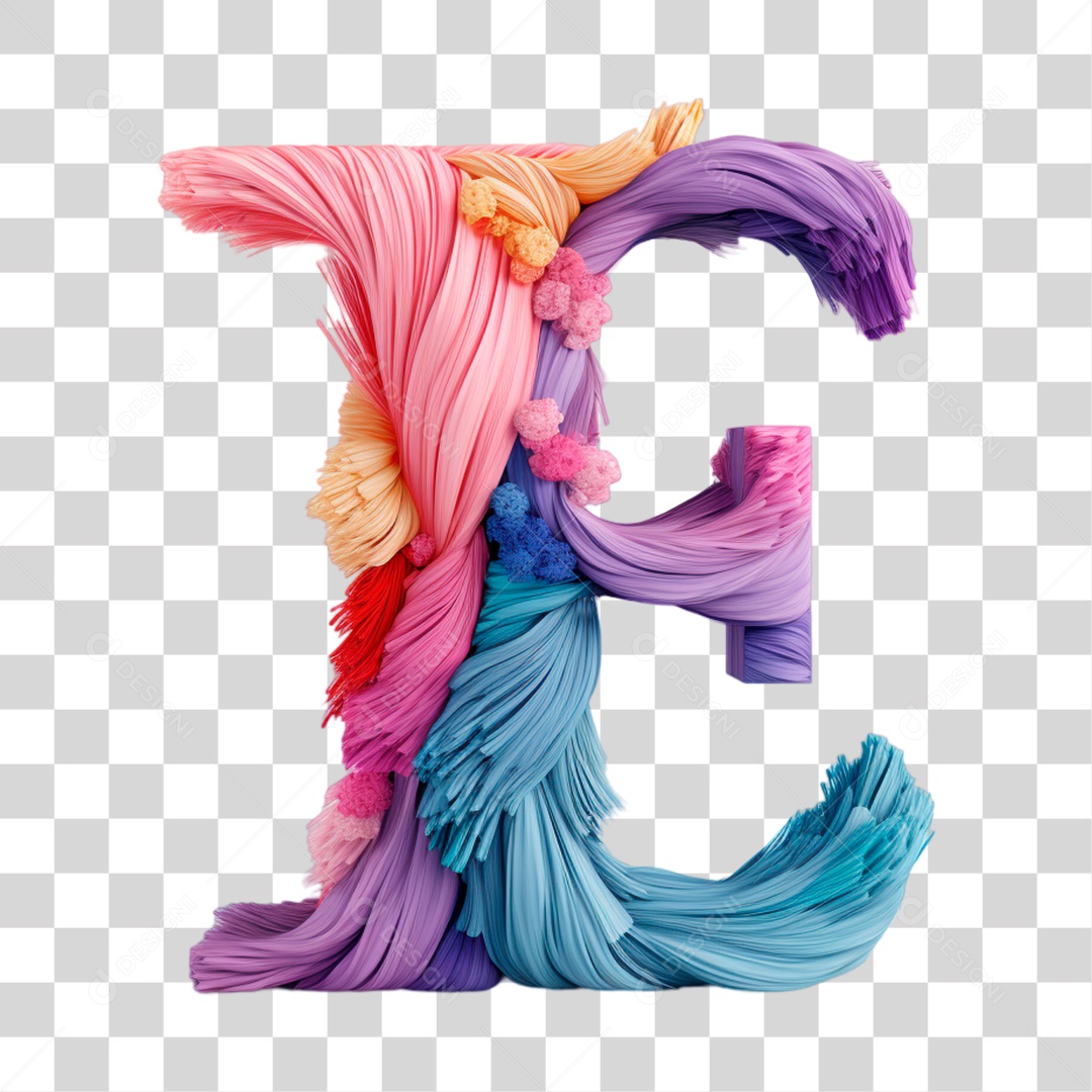 Transparent PNG Colorful Capital Letter E Sewing Element Without Background