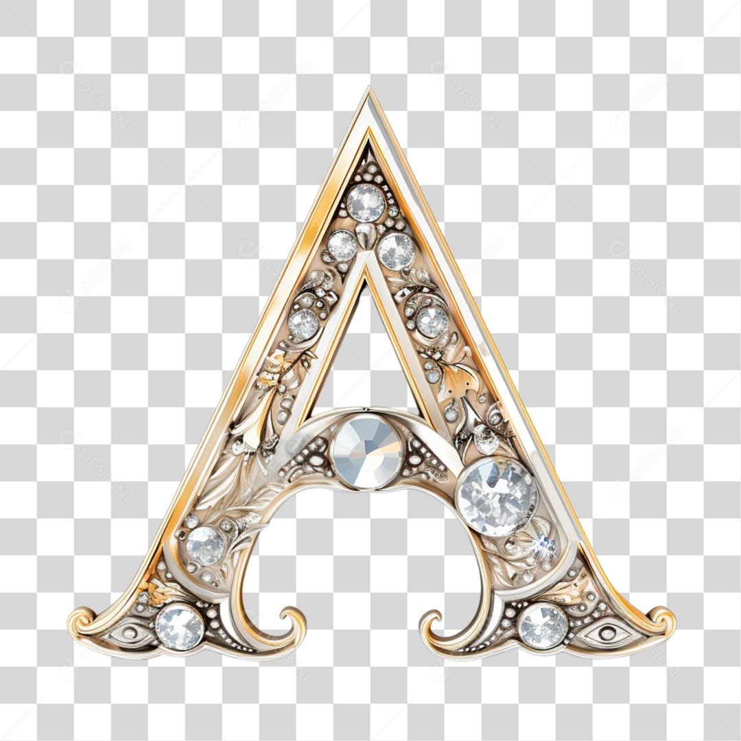 Letra A Maiúscula de Diamante Elemento 3D do Alfabeto PNG Transparente Sem Fundo