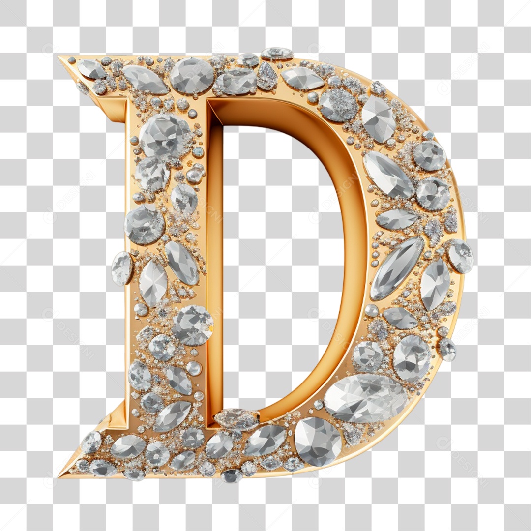 Letra D Maiúscula de Diamante Elemento 3D do Alfabeto PNG Transparente Sem Fundo