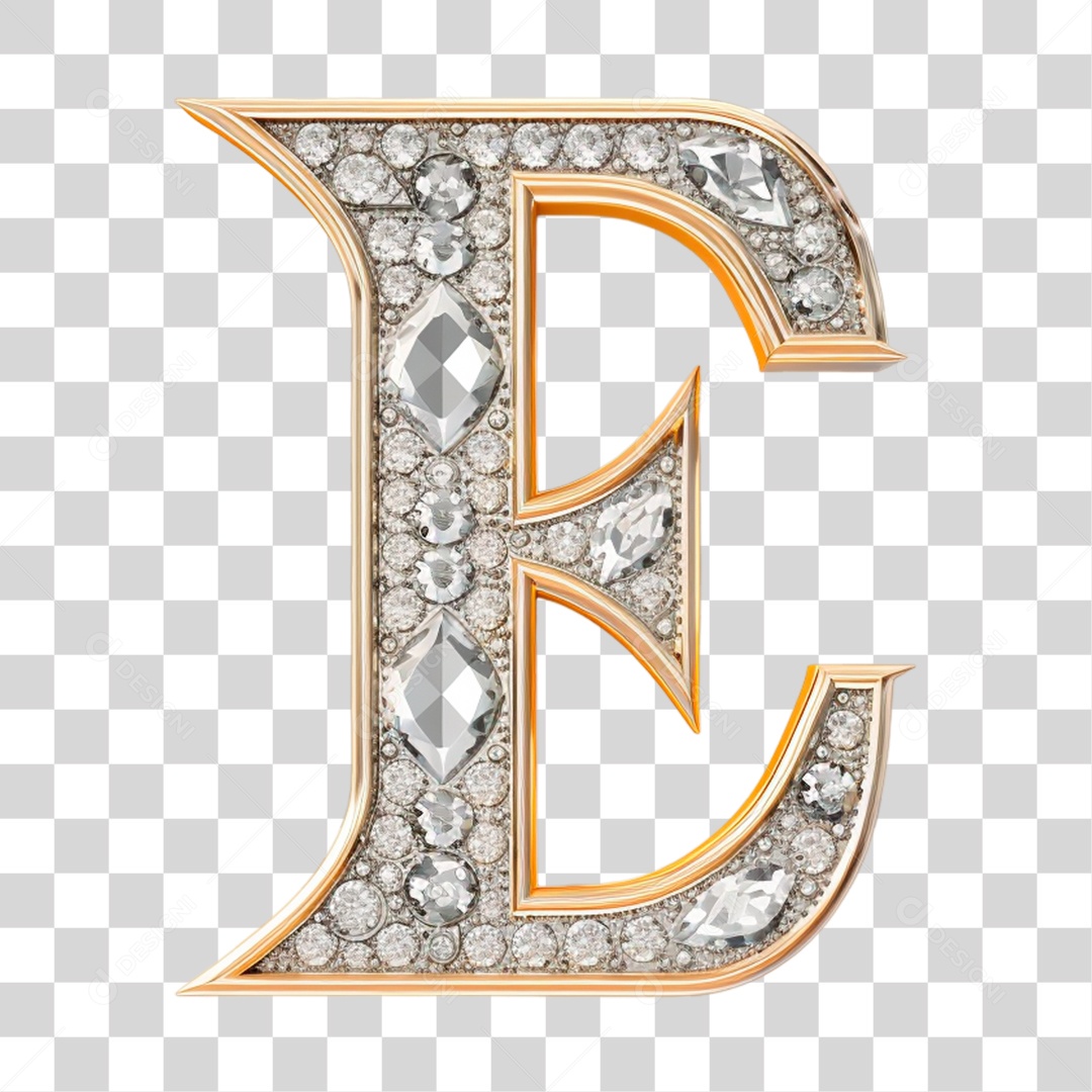 Letra E Maiúscula de Diamante Elemento 3D do Alfabeto PNG Transparente Sem Fundo