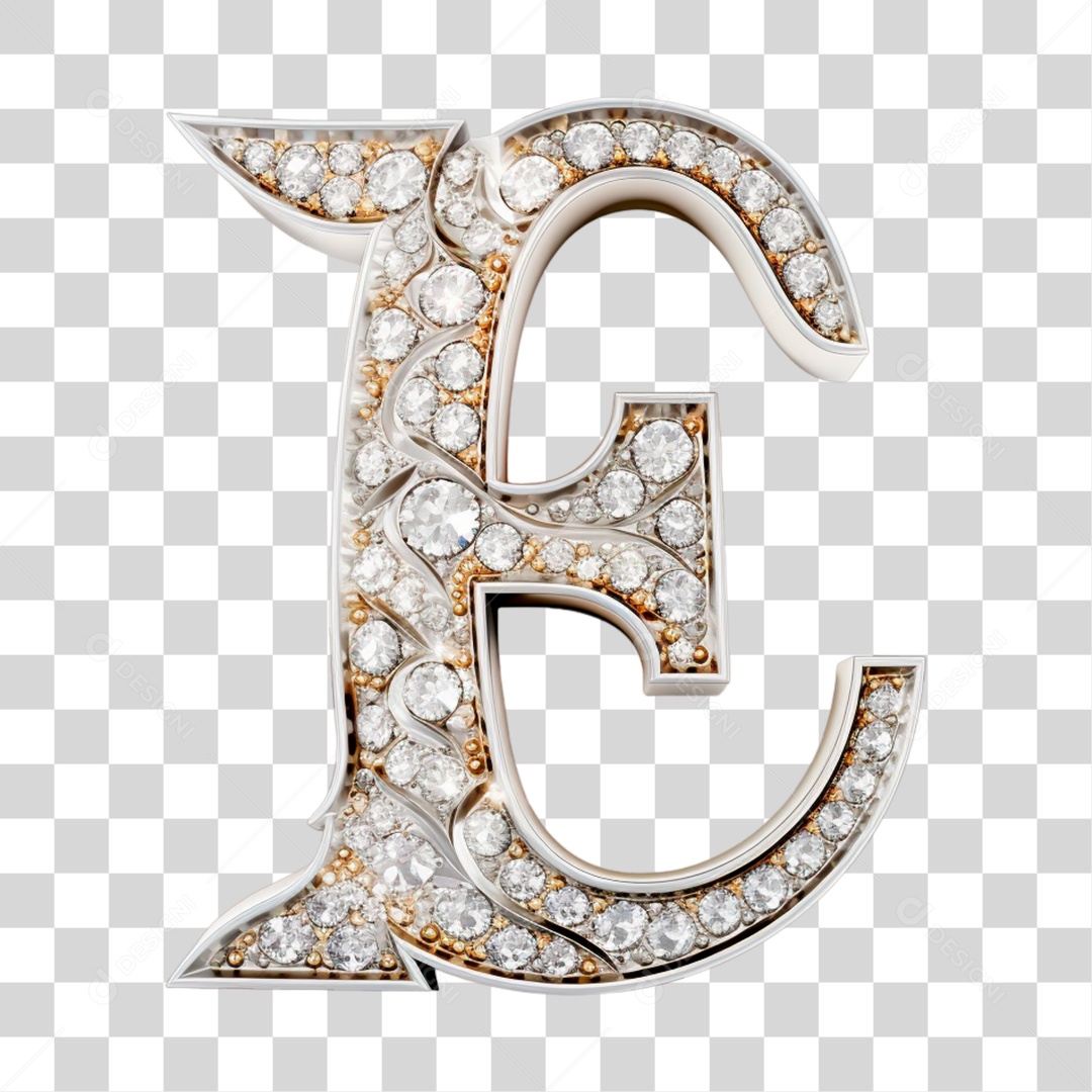 Letra E Maiúscula de Diamante Elemento 3D do Alfabeto PNG Transparente Sem Fundo