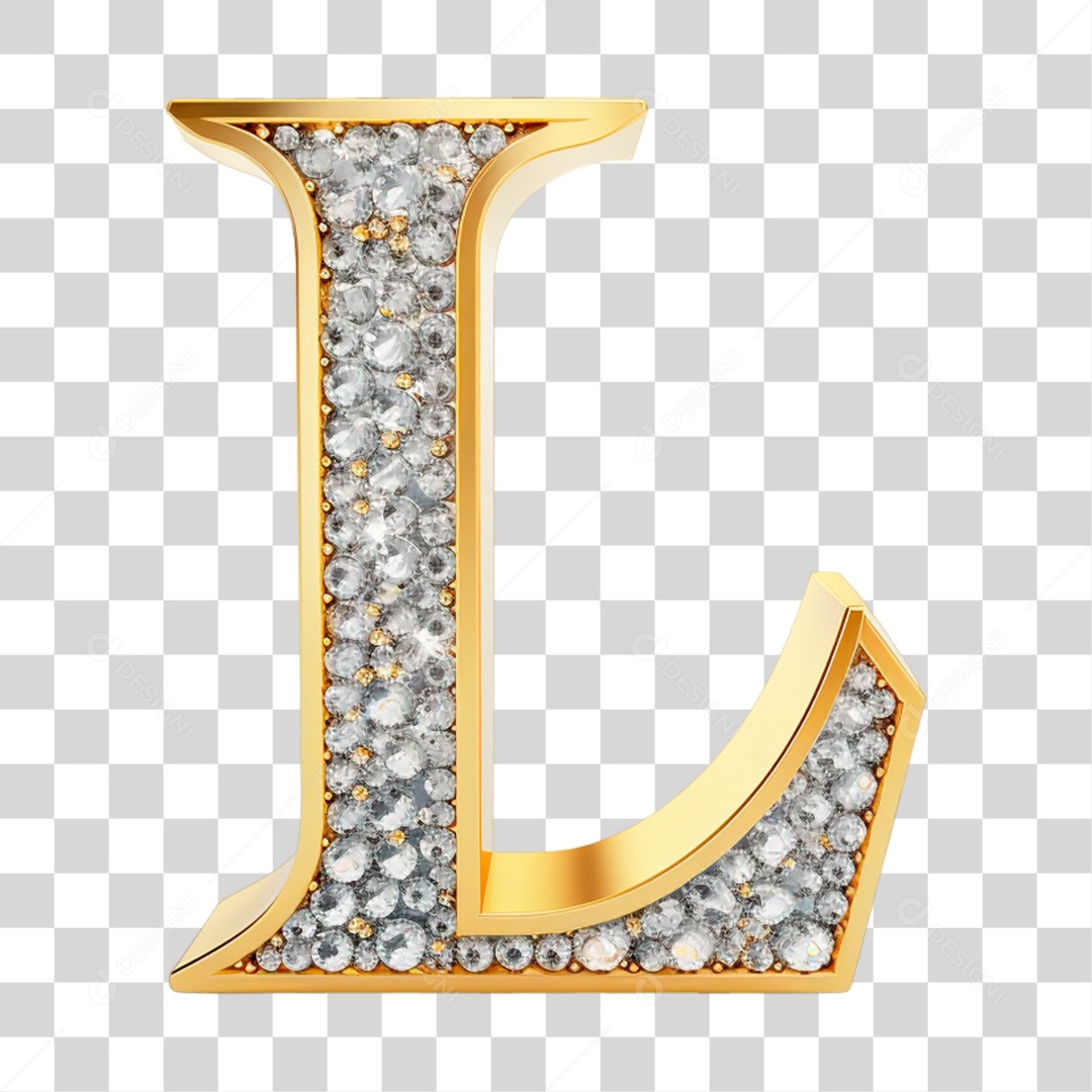 Letra L Maiúscula de Diamante Elemento 3D do Alfabeto PNG Transparente Sem Fundo