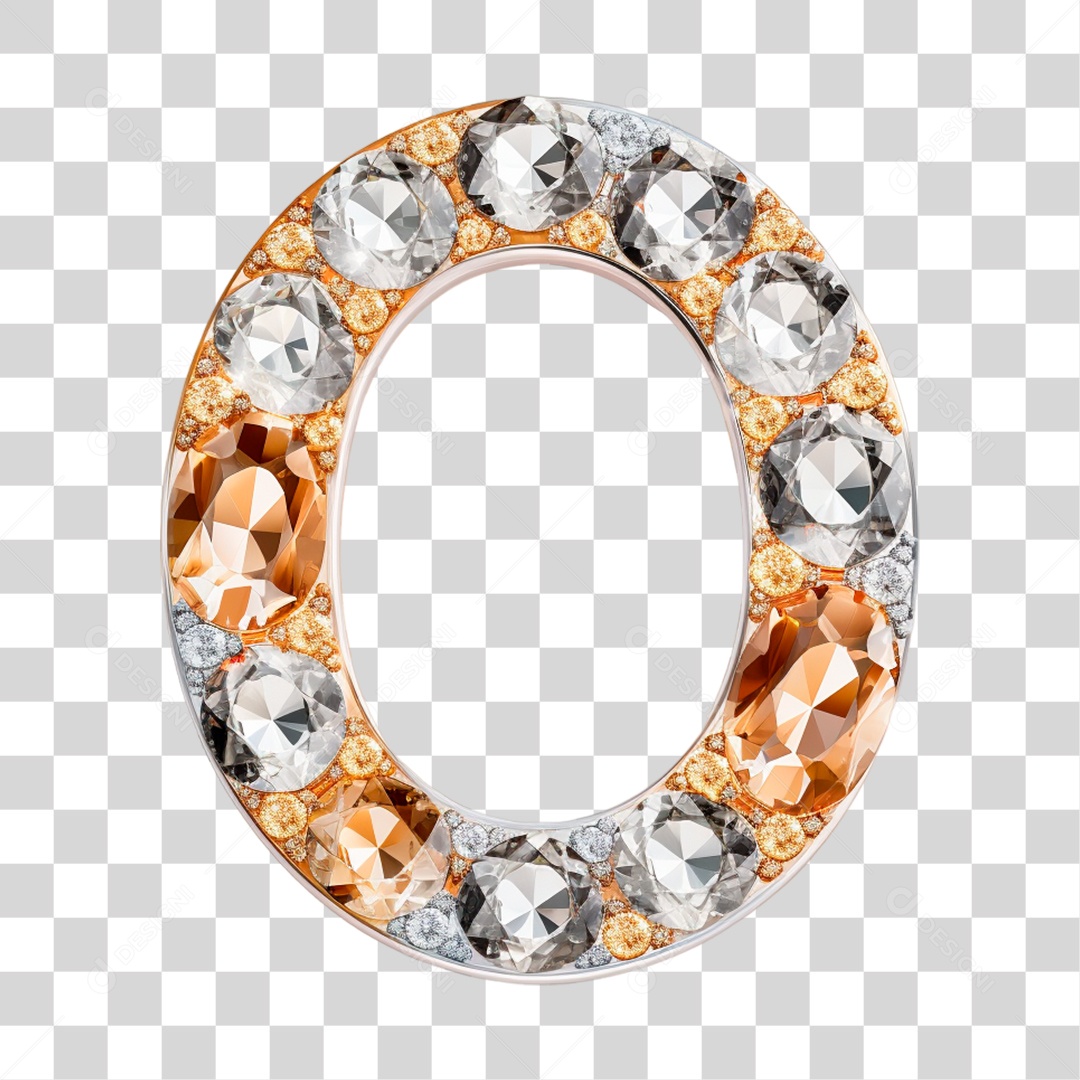 Letra O Maiúscula de Diamante Elemento 3D do Alfabeto PNG Transparente Sem Fundo