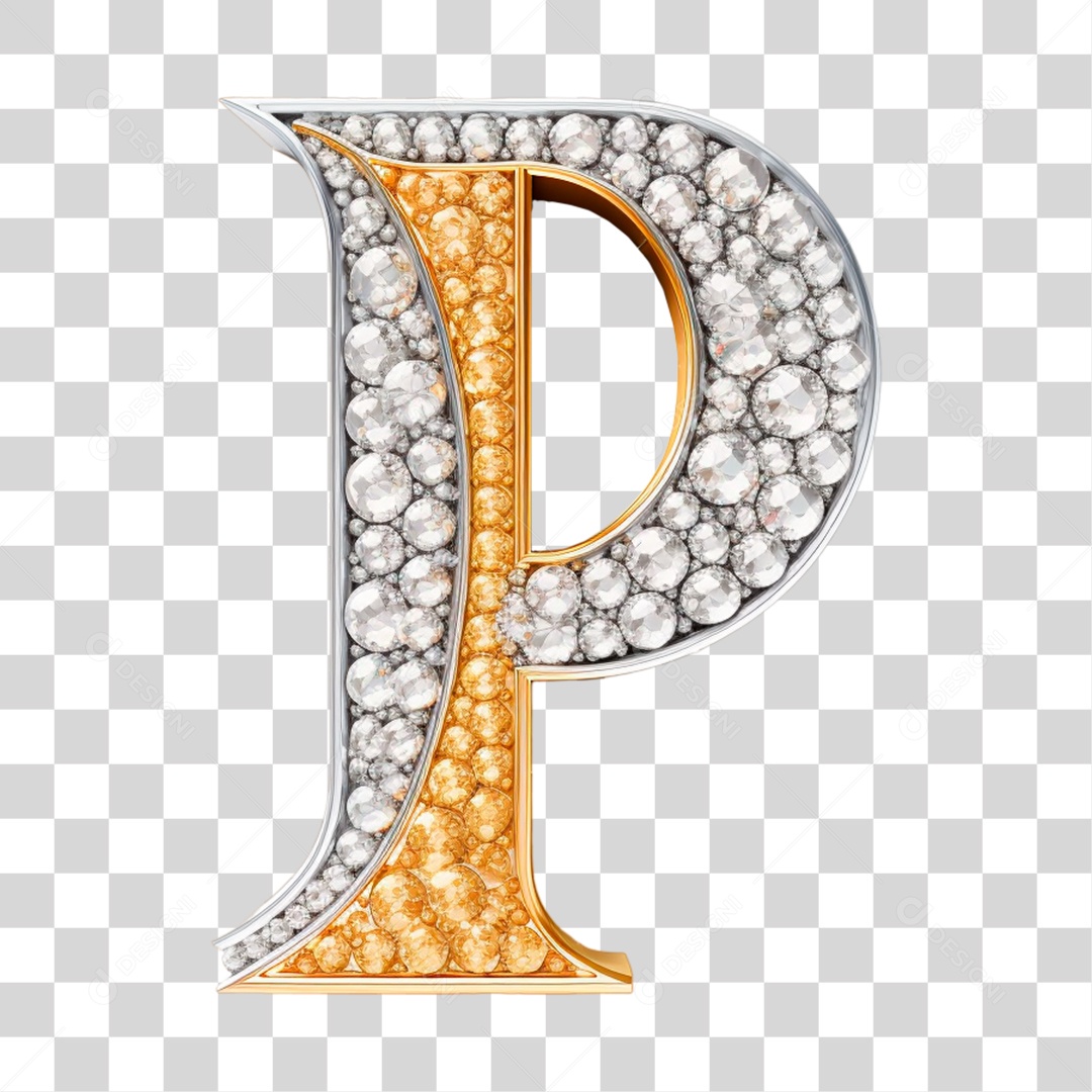 Letra P Maiúscula de Diamante Elemento 3D do Alfabeto PNG Transparente Sem Fundo