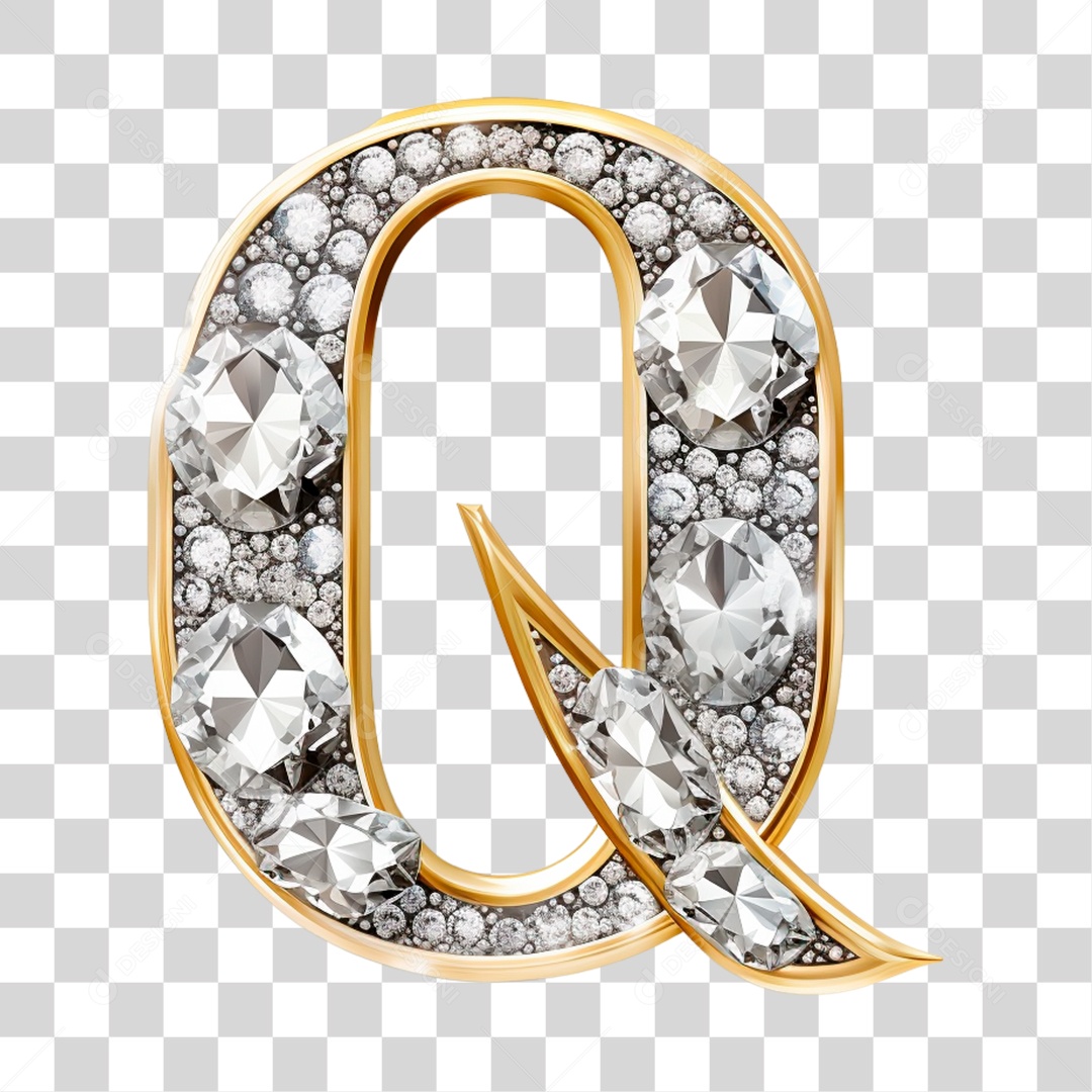 Letra Q Maiúscula de Diamante Elemento 3D do Alfabeto PNG Transparente Sem Fundo