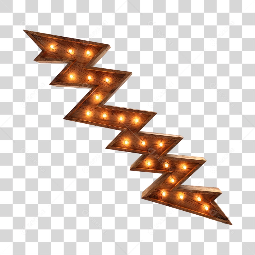 Painel Base de Madeira com Lâmpadas de Led Elemento 3D PNG Transparente Sem Fundo