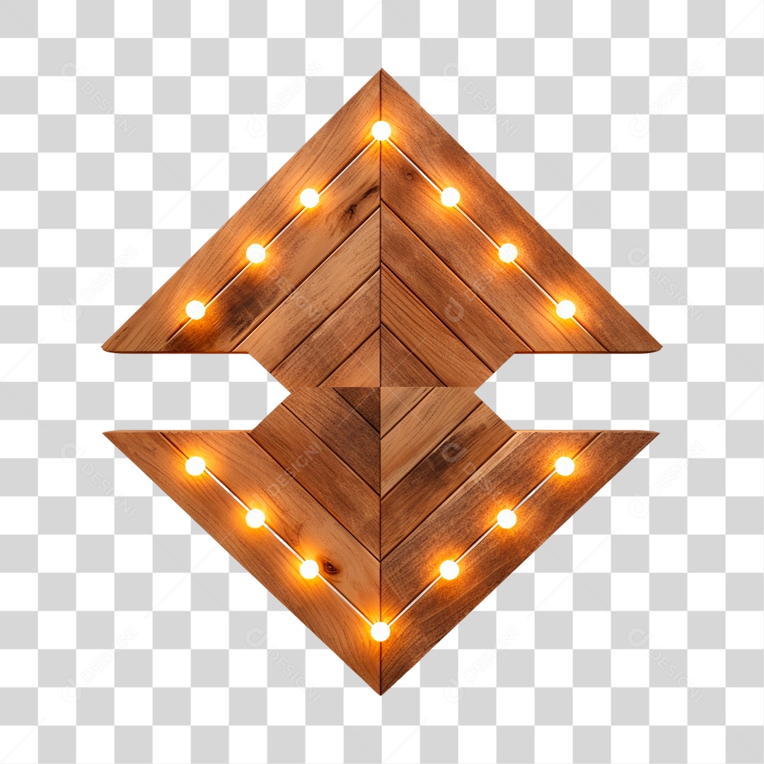 Painel Base de Madeira com Lâmpadas de Led Elemento 3D PNG Transparente Sem Fundo
