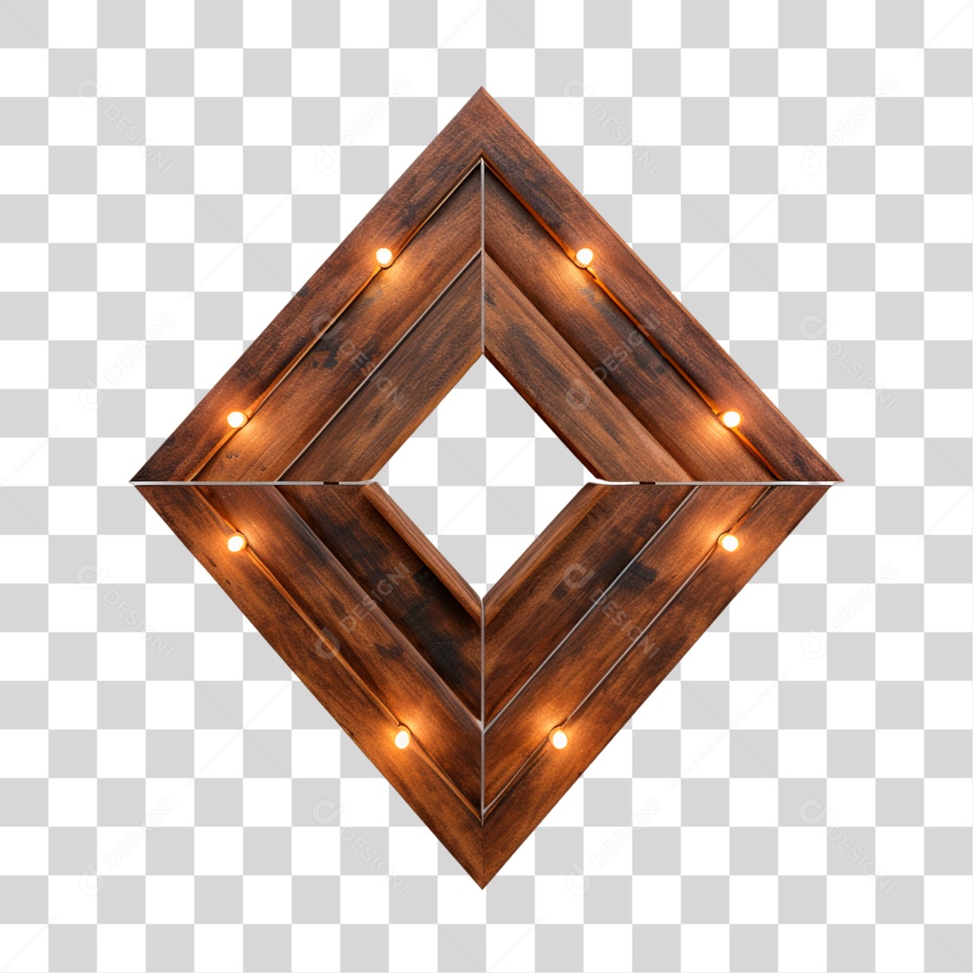 Painel Base de Madeira com Lâmpadas de Led Elemento 3D PNG Transparente Sem Fundo