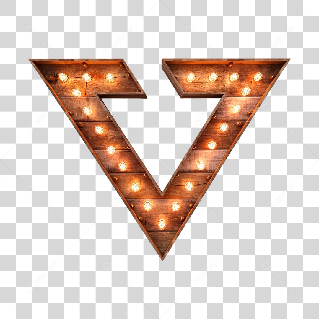 Painel Base de Madeira com Lâmpadas de Led Elemento 3D PNG Transparente Sem Fundo