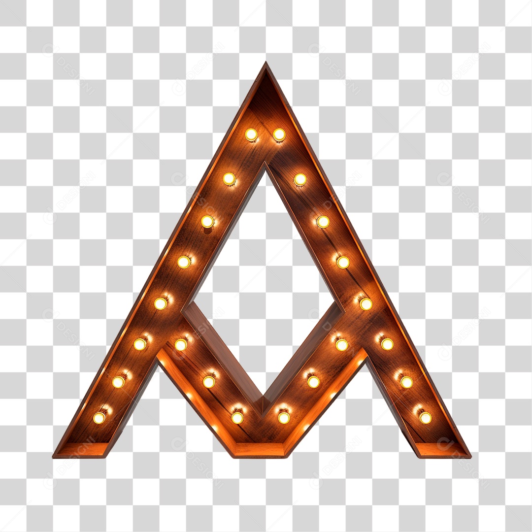 Elemento 3D Painel Base de Madeira com Lâmpadas de Led PNG Transparente Sem Fundo