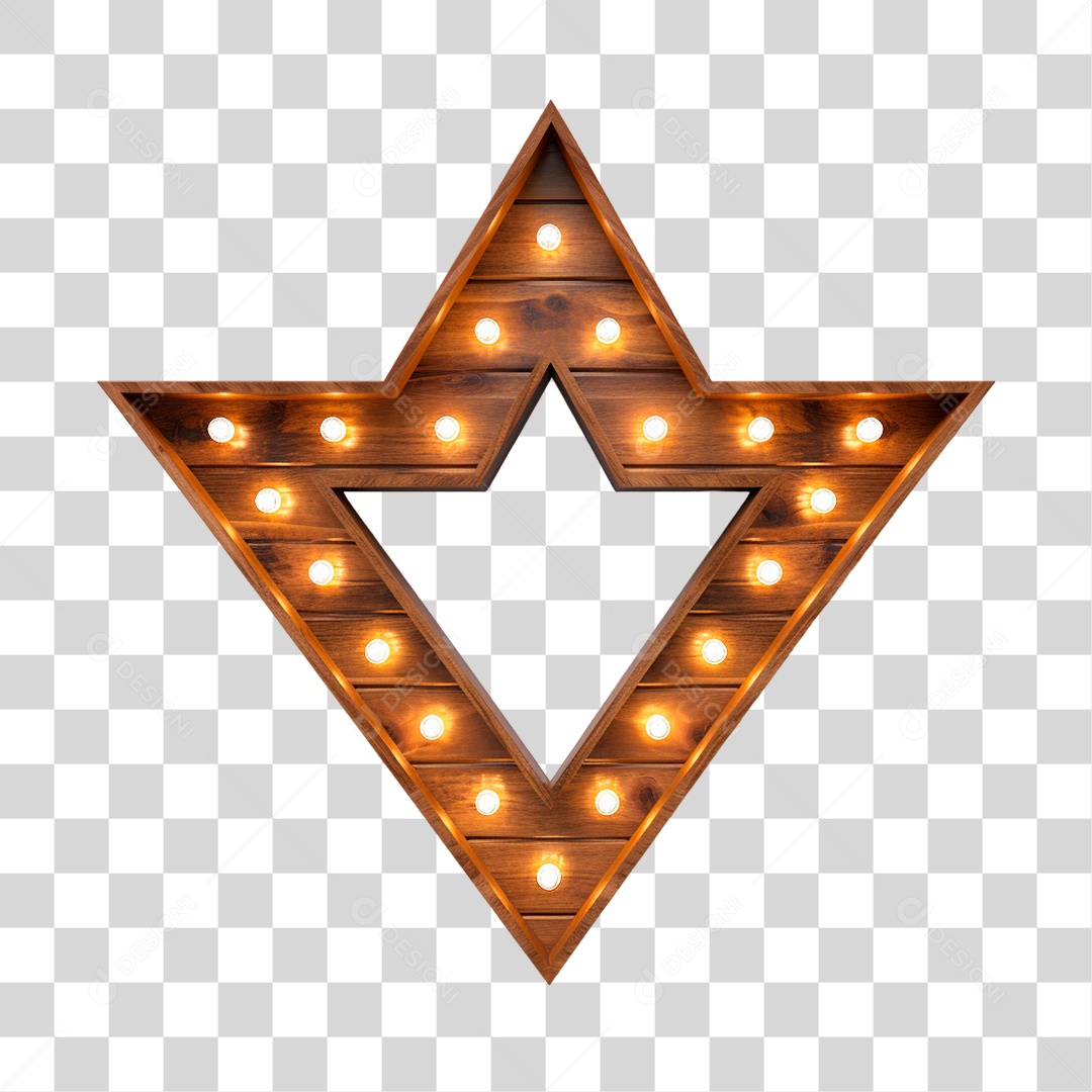 Elemento 3D Painel Base de Madeira com Lâmpadas de Led PNG Transparente Sem Fundo
