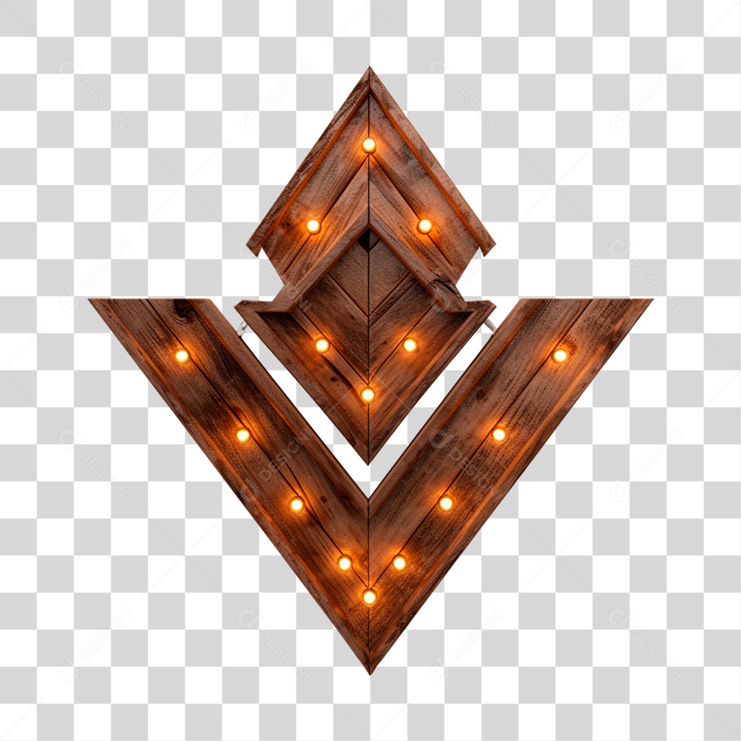 Elemento 3D Painel Base de Madeira com Lâmpadas de Led PNG Transparente Sem Fundo