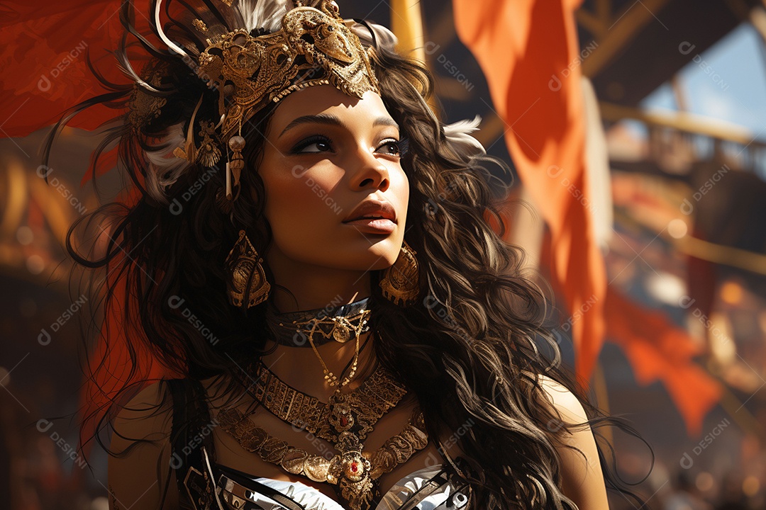 Mulher usando um traje de carnaval