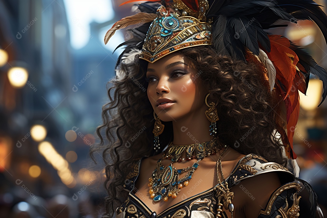 Mulher usando um traje de carnaval