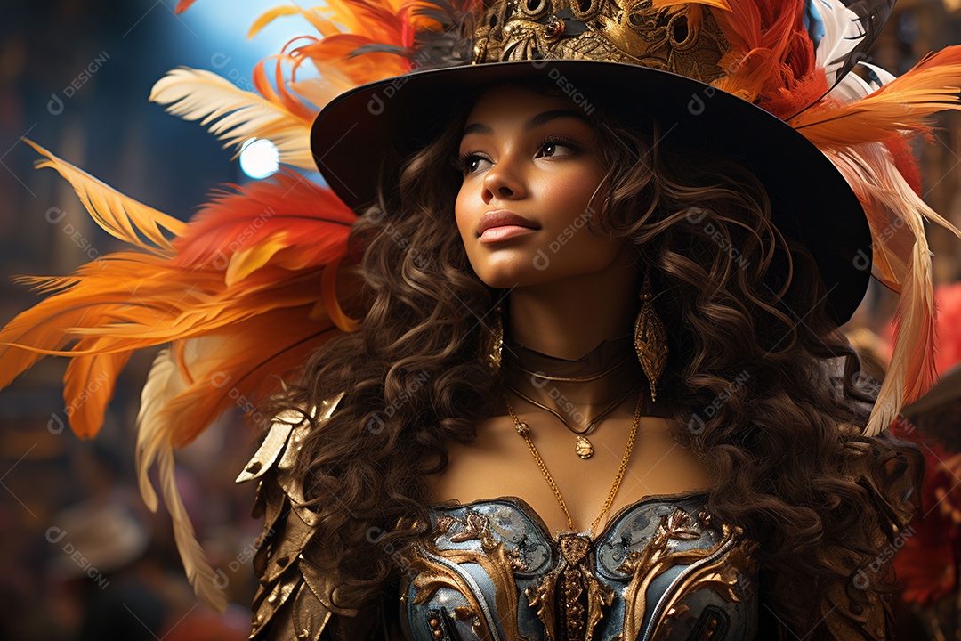 Mulher usando um traje de carnaval