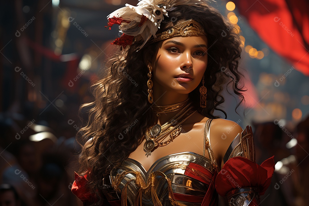 Mulher usando um traje de carnaval