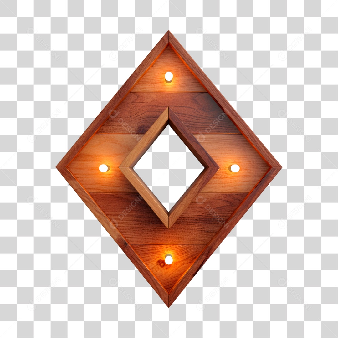 Elemento 3D Painel Base de Madeira com Lâmpadas de Led PNG Transparente Sem Fundo