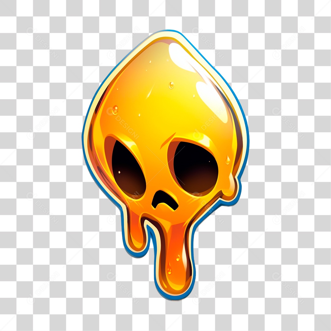 Sticker de Emoji Chateado Amarelo PNG Transparente Sem Fundo