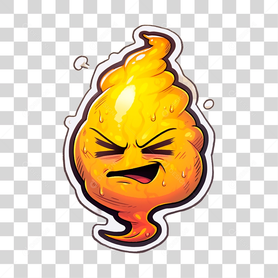 Sticker de Fogo Estressado PNG Transparente Sem Fundo