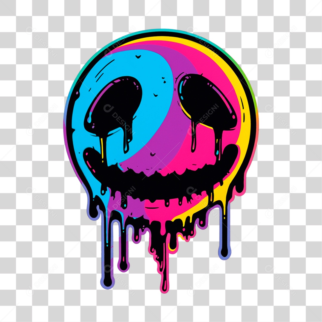 Sticker de Emoji Triste Colorido PNG Transparente Sem Fundo