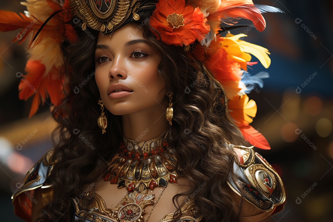 Mulher usando um traje de carnaval