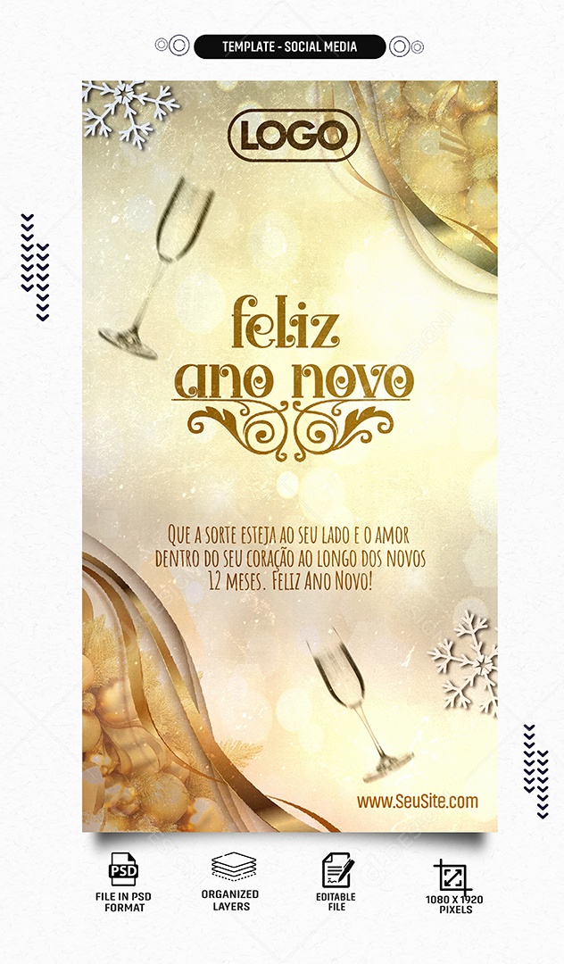 Social Media Story Feliz Ano Novo PSD Editável
